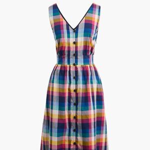 J Crew Factory Rainbow Plaid Sundress Size 12